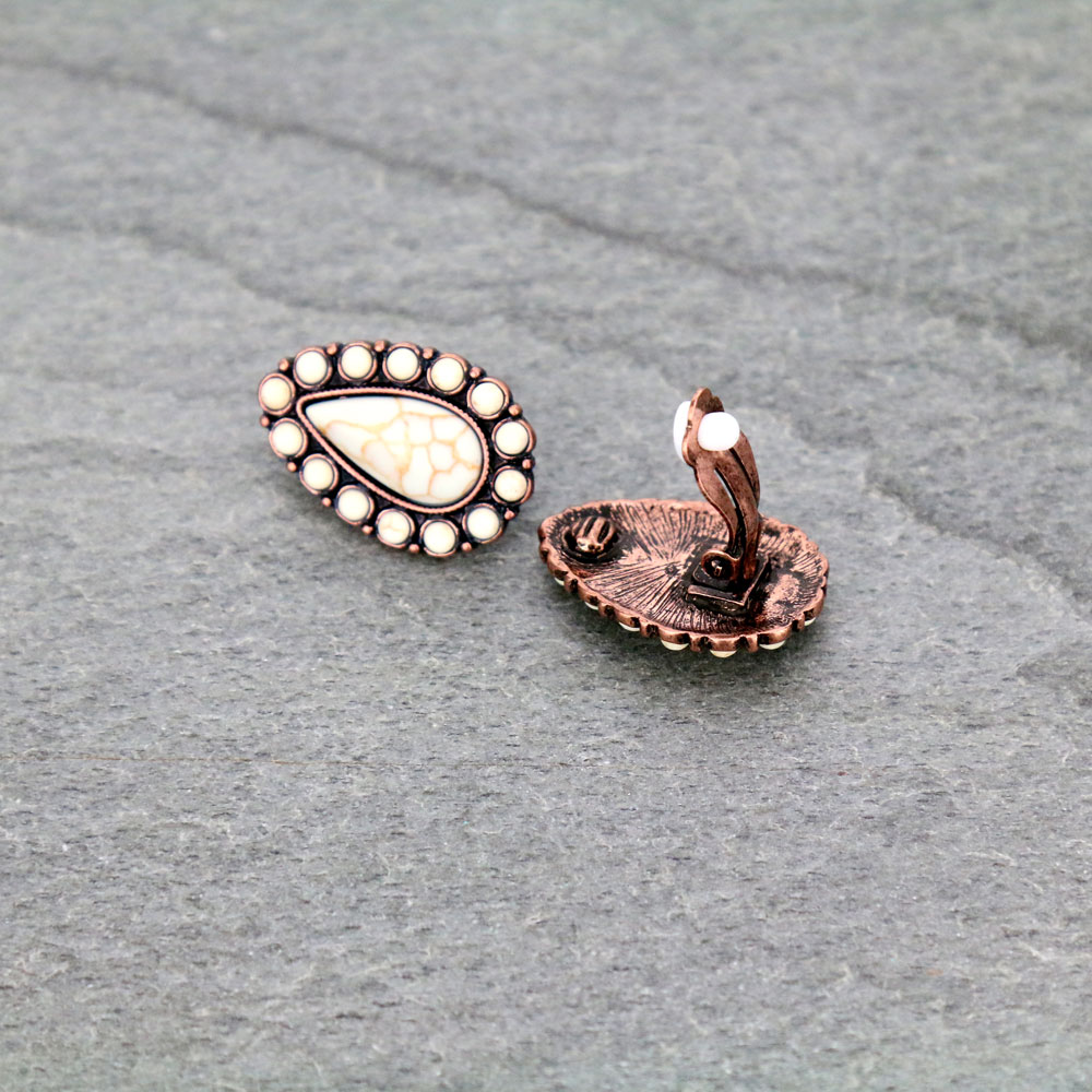 Western Design Stone Clip On Earrings - Image 2