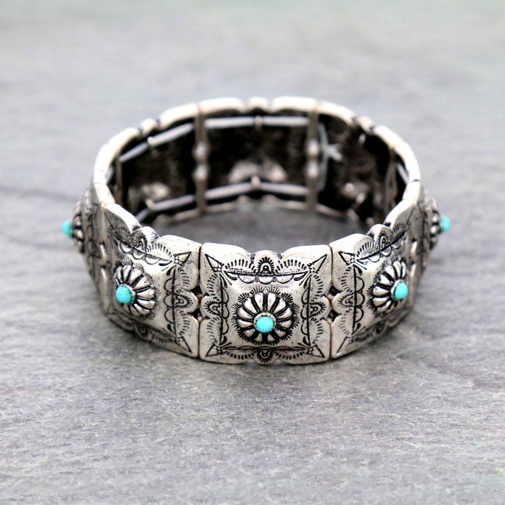 Western Square Stone Stretch Bracelet