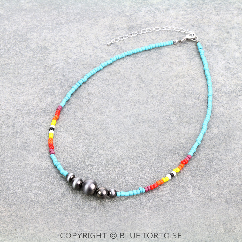 Seed Bead & Graduated Pearl Necklace