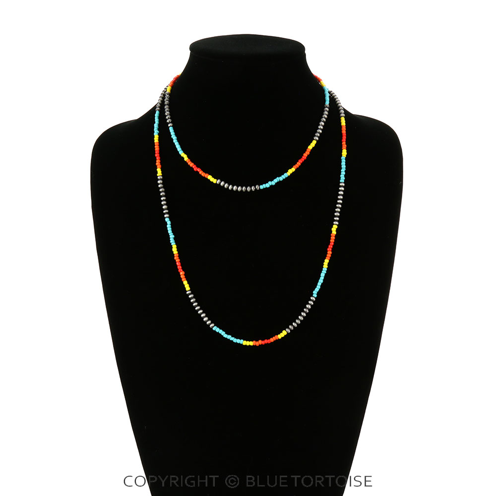 Seed Bead & Pearl Layered Necklace - Image 2