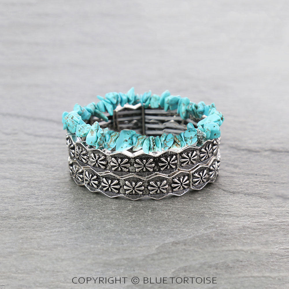 Western Textured Stone Stackable Bracelets