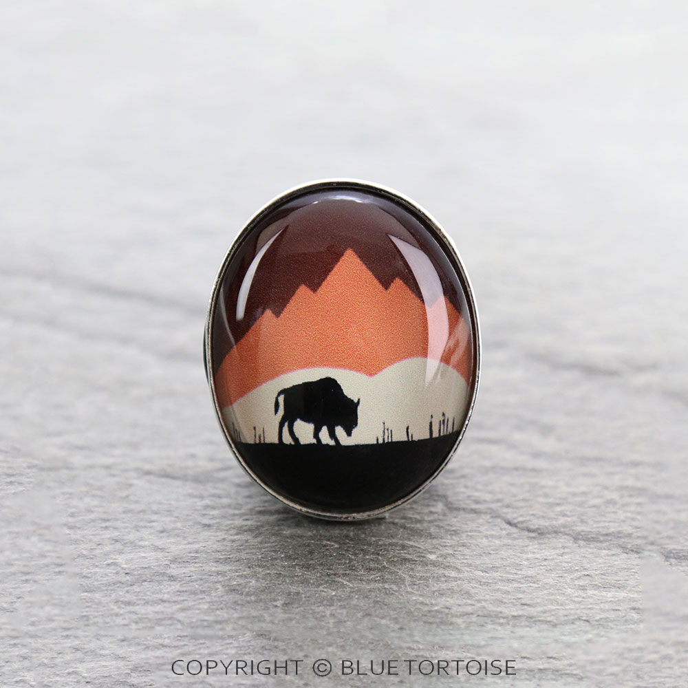 Western Buffalo Scenery Flat Bubble Phone Grip & Stand