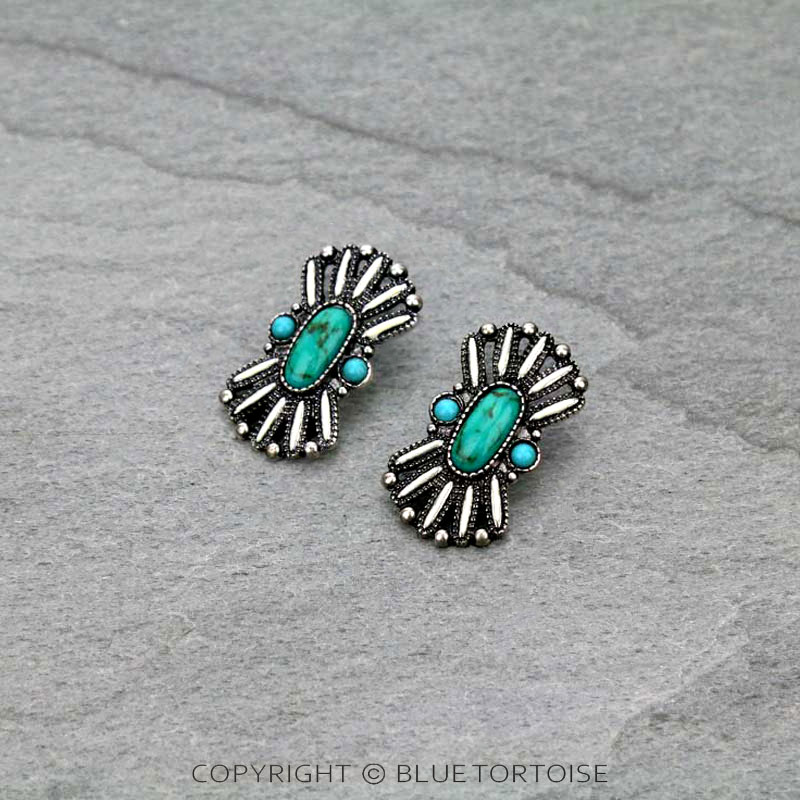 Western Concho Post Earrings