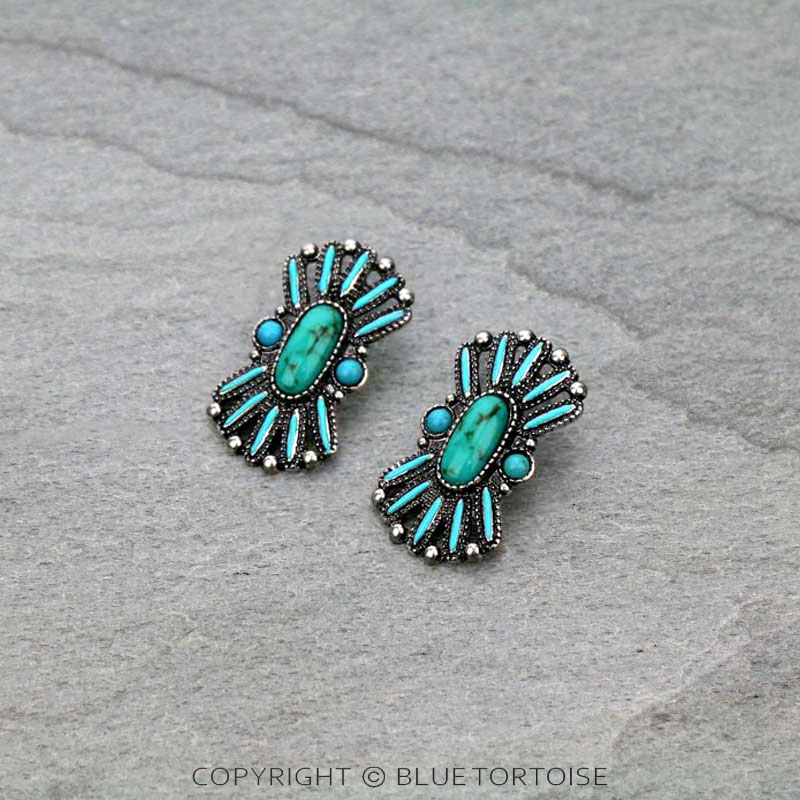 Western Concho Post Earrings