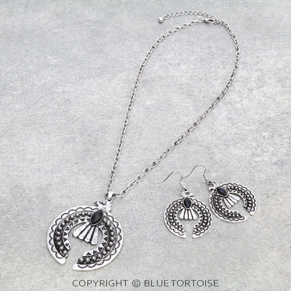 Western Thunderbird Squash Blossom Necklace Set
