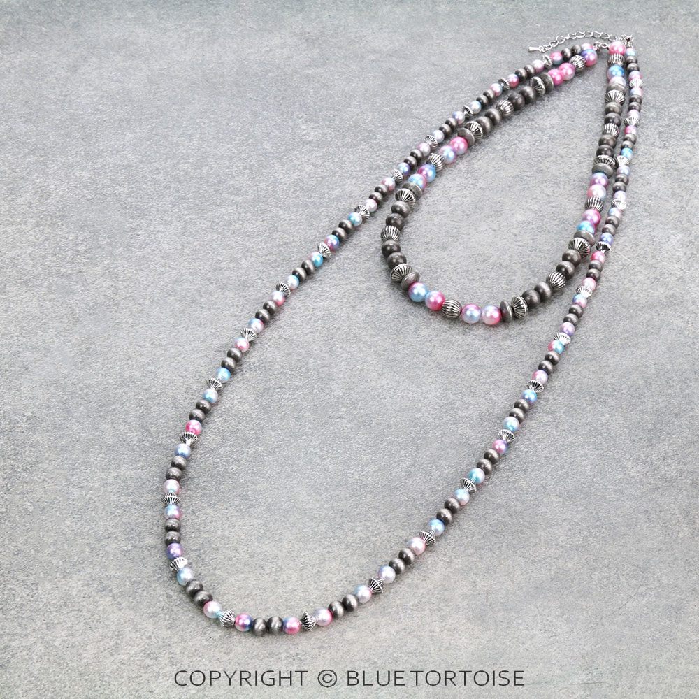 2 Layered Cosmic Unicorn Bead and Pearl Necklace