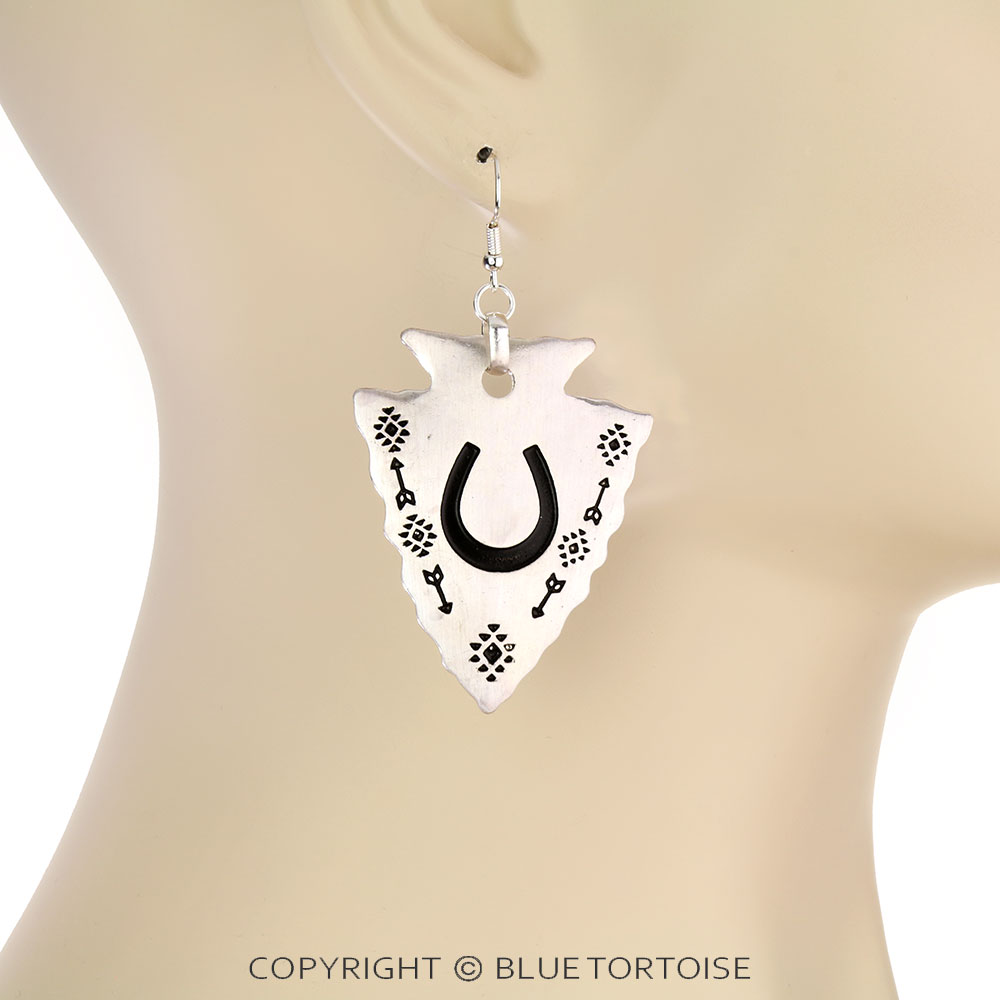 Western Horseshoe Arrowhead Dangle Earrings - Image 2