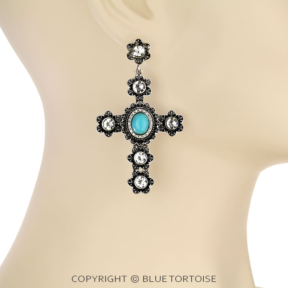 Western Flower Cross Stud Earrings - Image 2