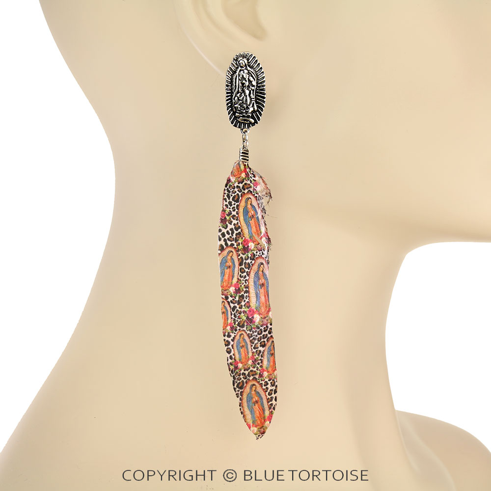 Lady Guadalupe Post Feather Earrings - Image 2