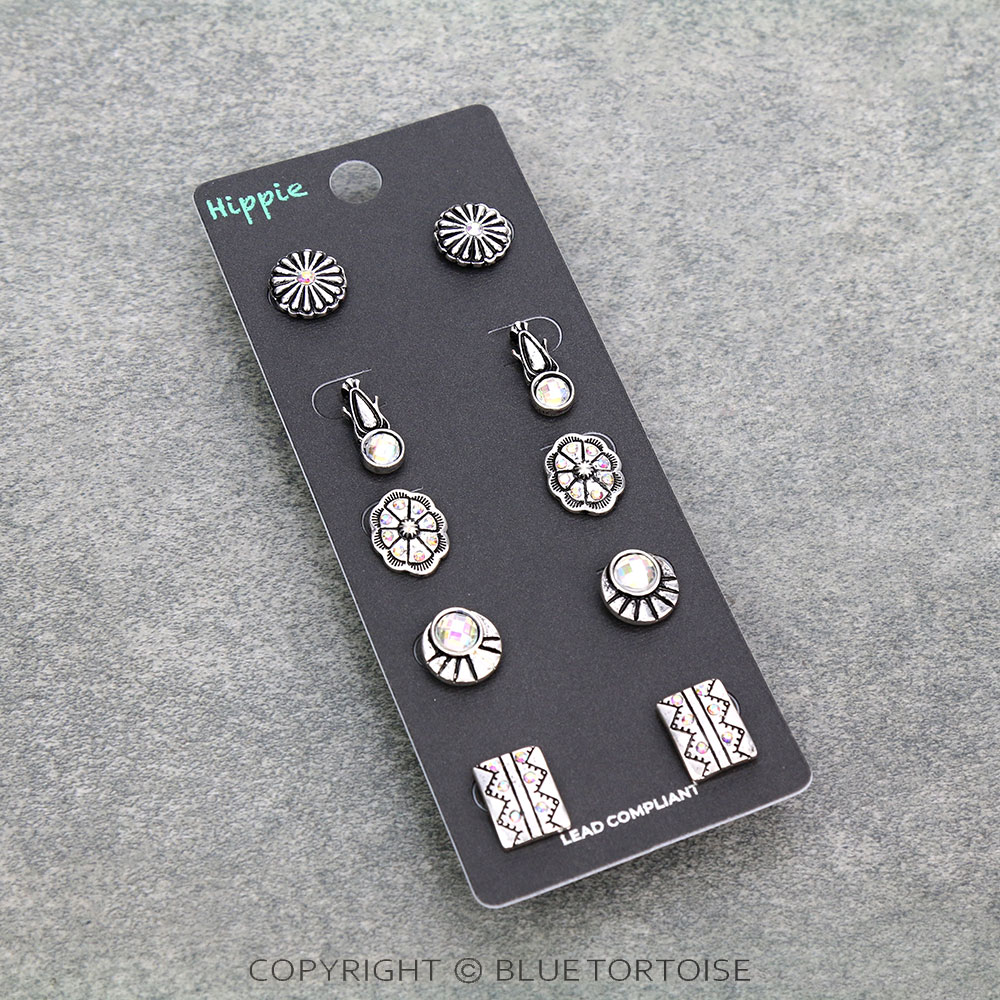 5 Pair Western Design Stud Earring Set