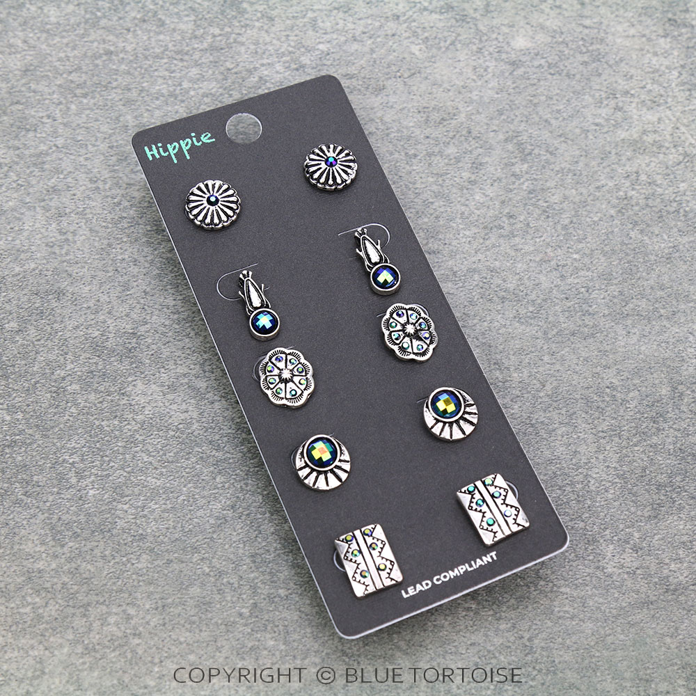 5 Pair Western Design Stud Earring Set