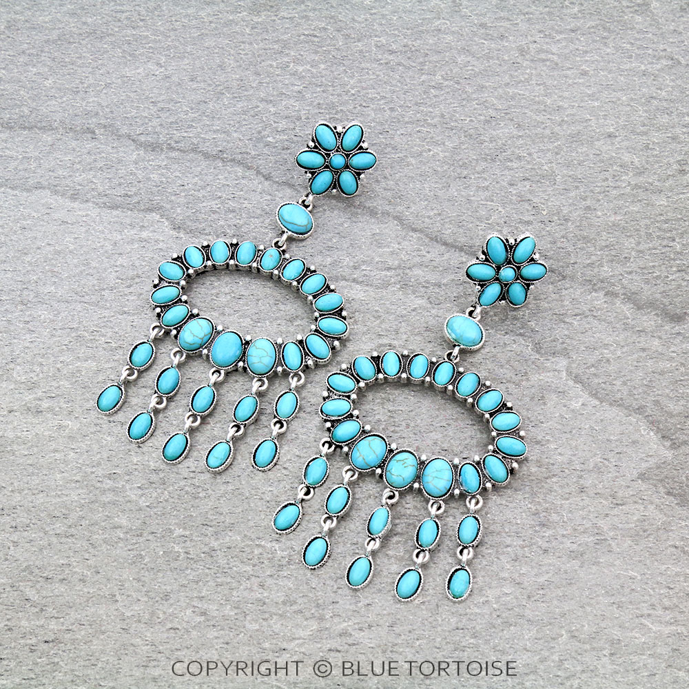 Western Design Stone Stud Earrings