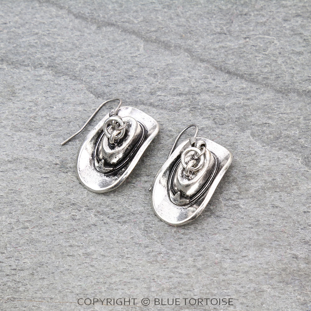 Western Cowboy Hat Dangle Earrings - Image 3