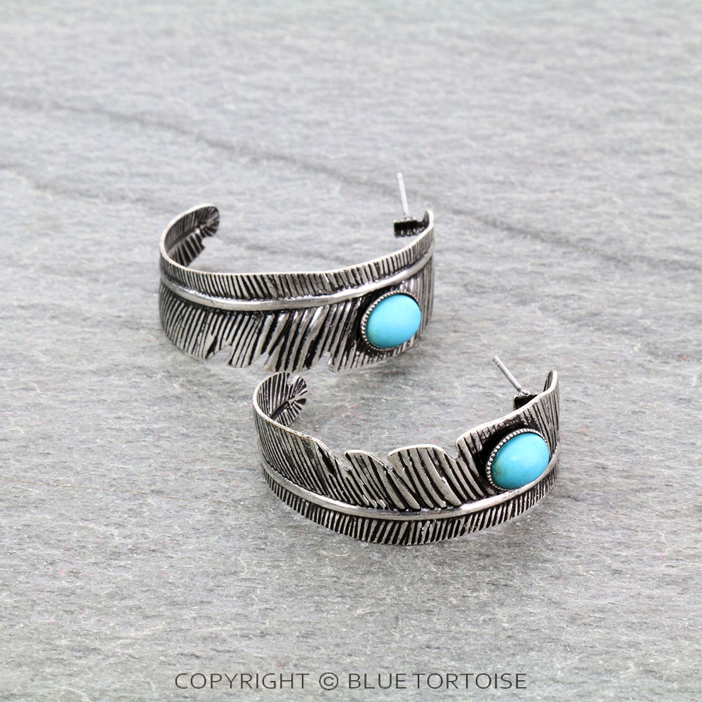 Western Feather Hoop Earrings - Image 3