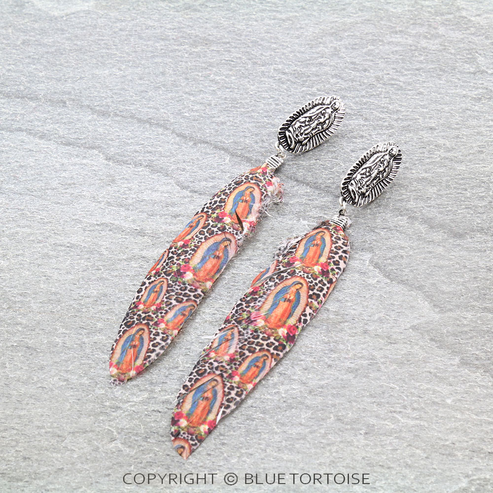 Lady Guadalupe Post Feather Earrings