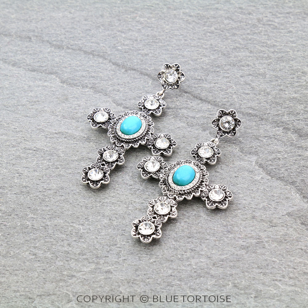 Western Flower Cross Stud Earrings