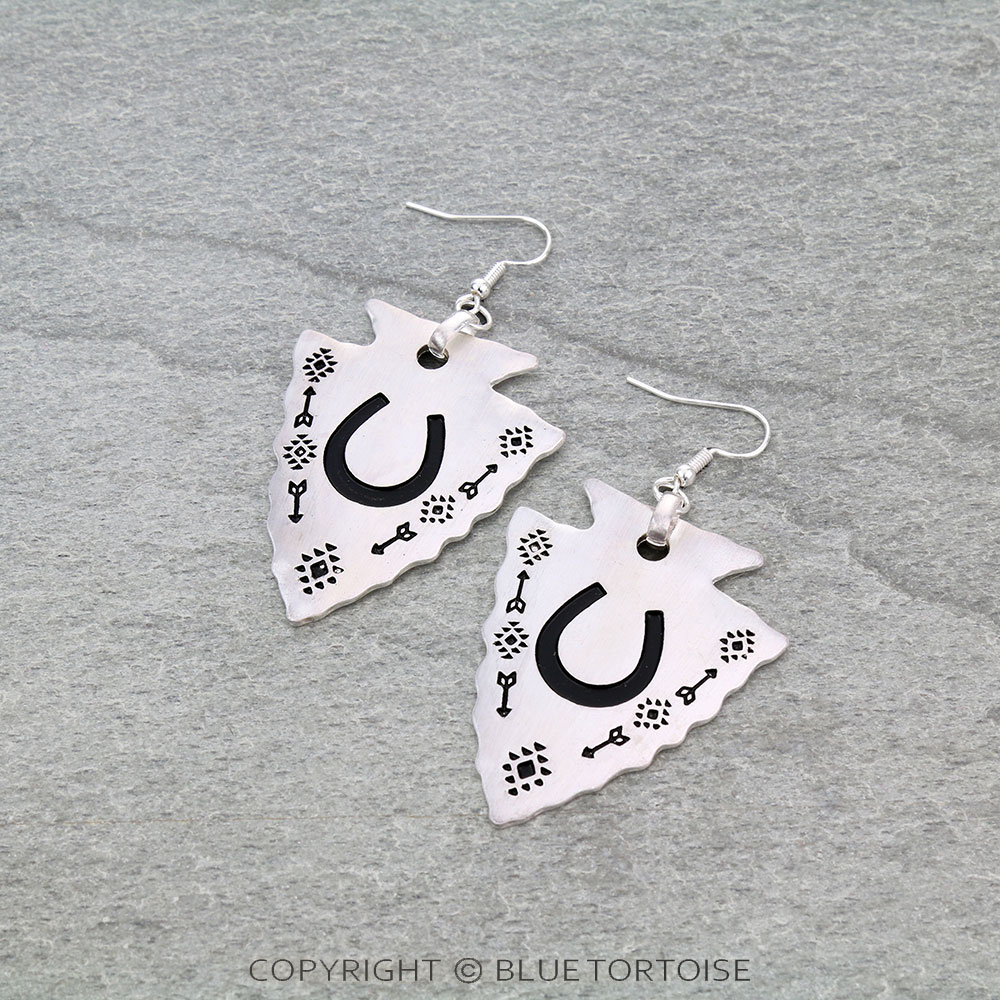 Western Horseshoe Arrowhead Dangle Earrings
