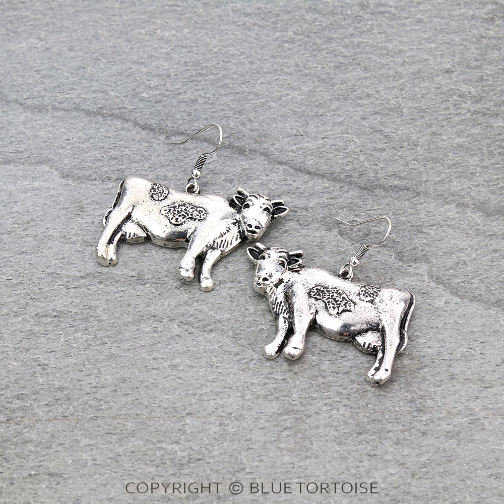 Western Cow Dangle Earrings