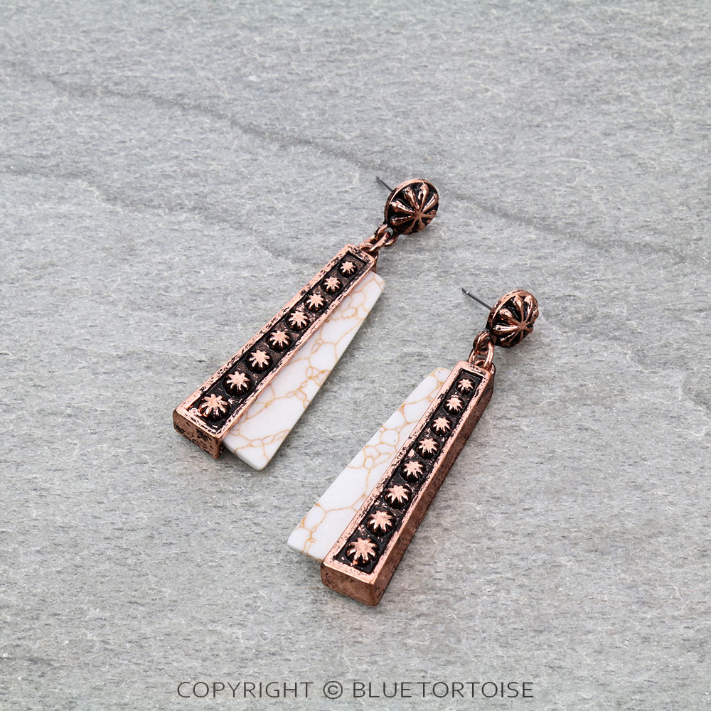 Western Concho & Stone Stud Earrings - Image 3