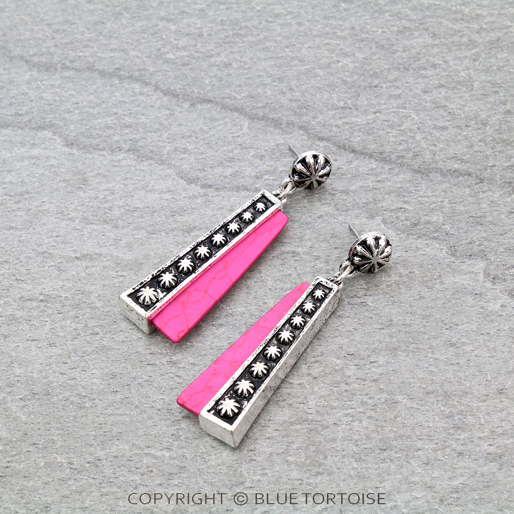 Western Concho & Stone Stud Earrings - Image 3