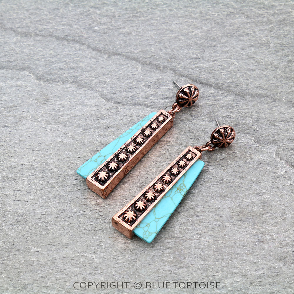 Western Concho & Stone Stud Earrings