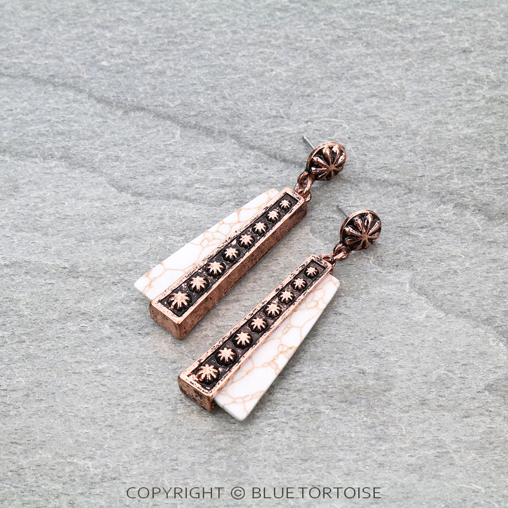 Western Concho & Stone Stud Earrings