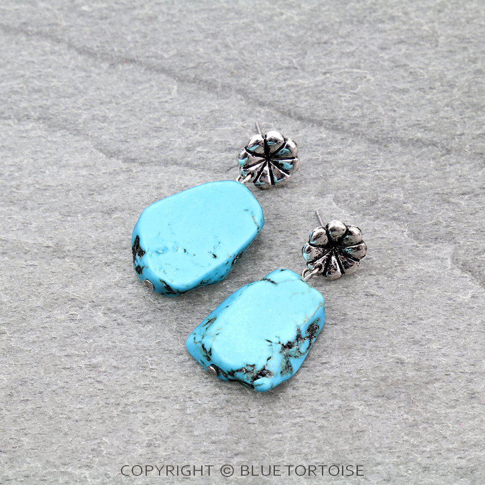 Western Slab Stone Stud Earrings
