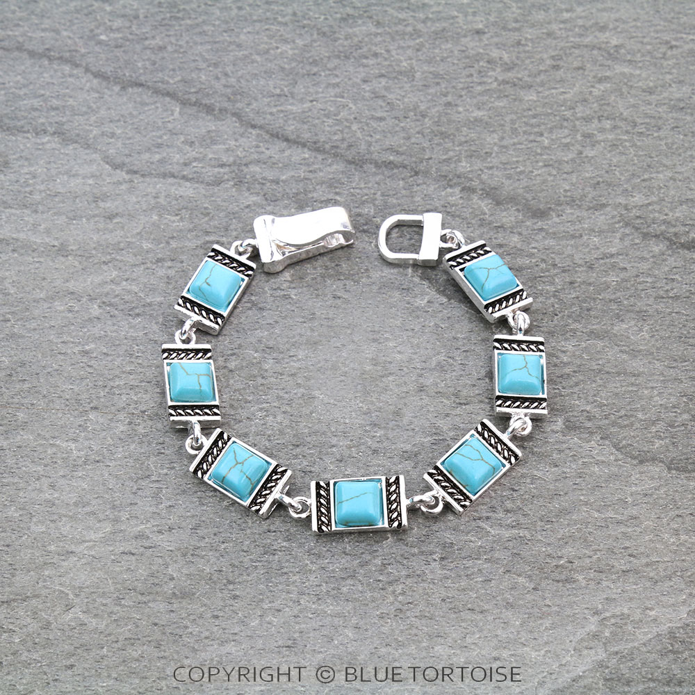 Square Design Texture Stone Magnetic Bracelet