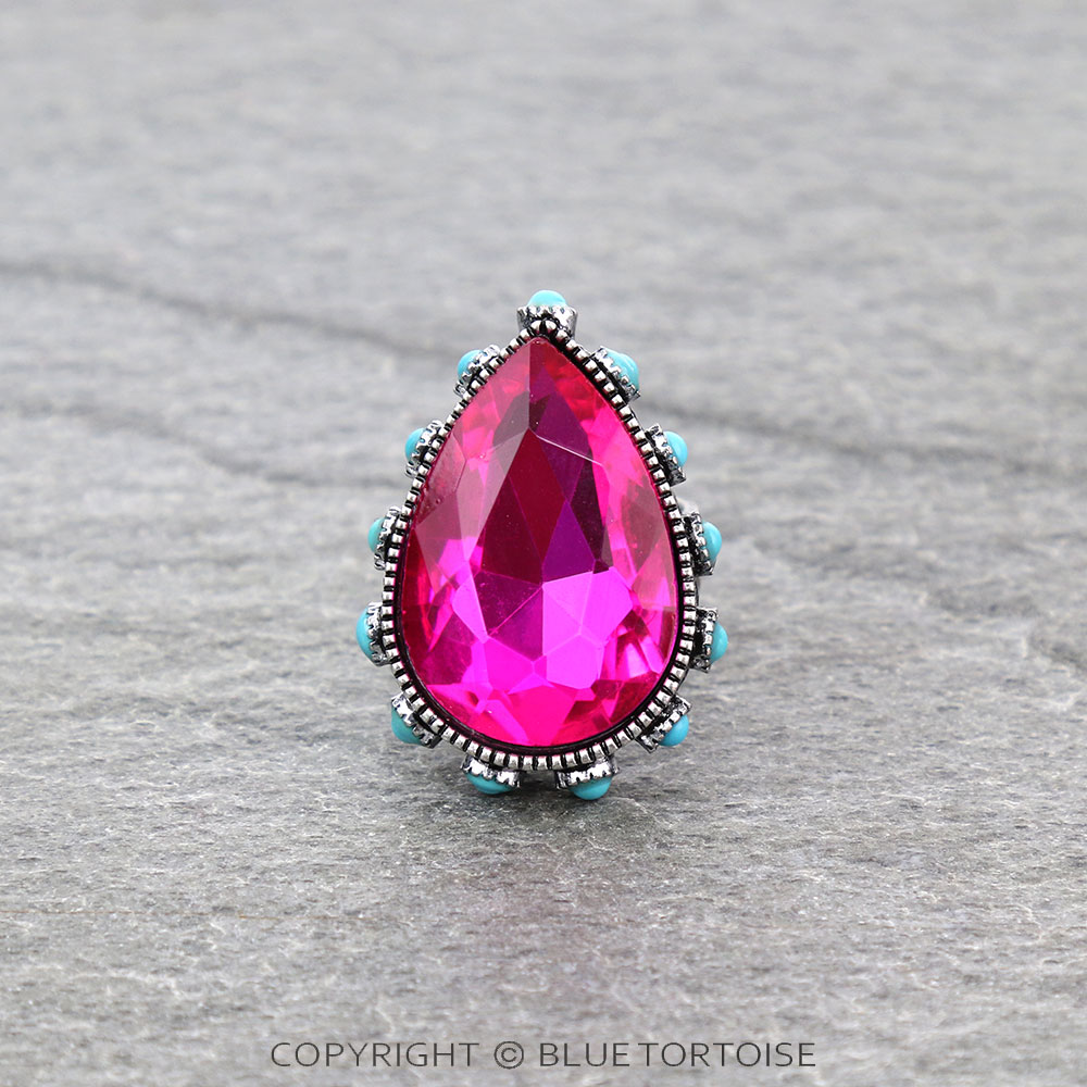 Teardrop Stone Cuff Ring