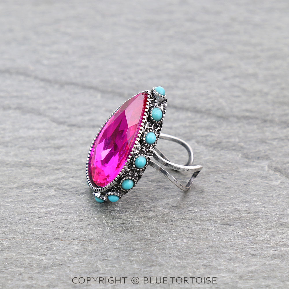 Teardrop Stone Cuff Ring - Image 2