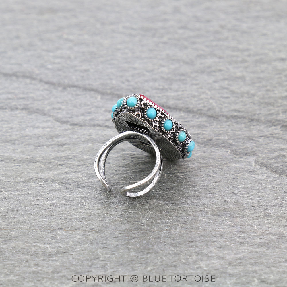 Teardrop Stone Cuff Ring - Image 3