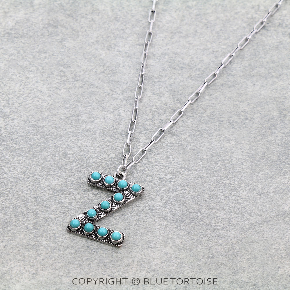 Initial “Z” Stone Pendant Necklace