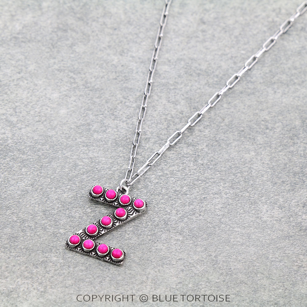 Initial “Z” Stone Pendant Necklace