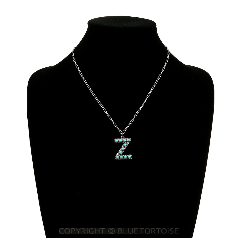 Initial “Z” Stone Pendant Necklace - Image 2