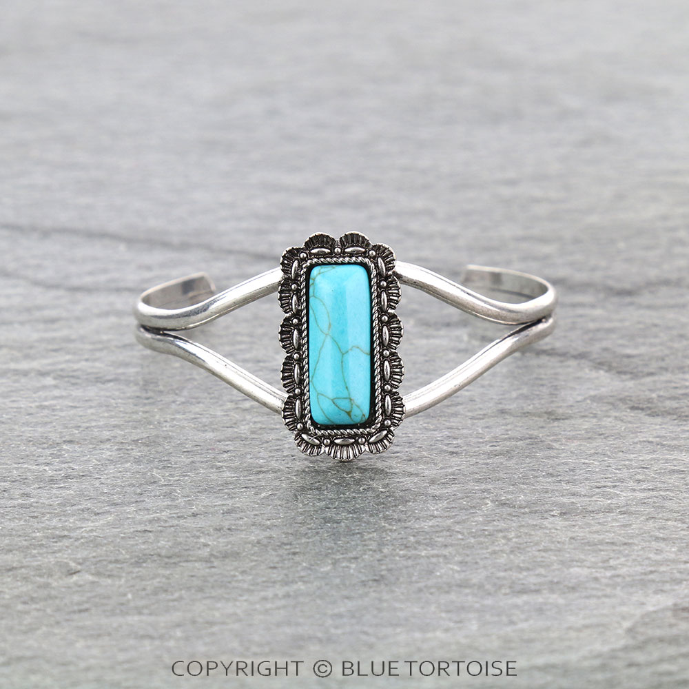 Western Stone Brass Cuff Bracelet