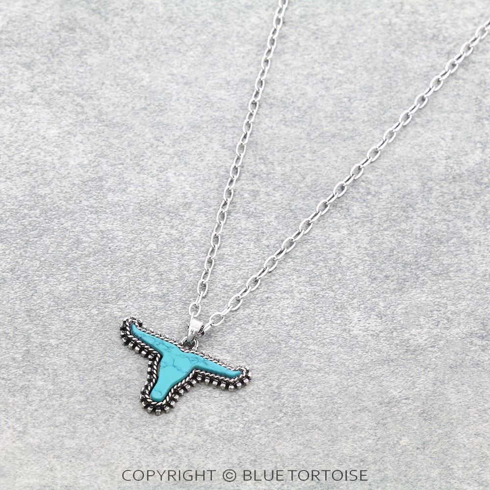Western Steer Skull Stone Necklace - Image 3