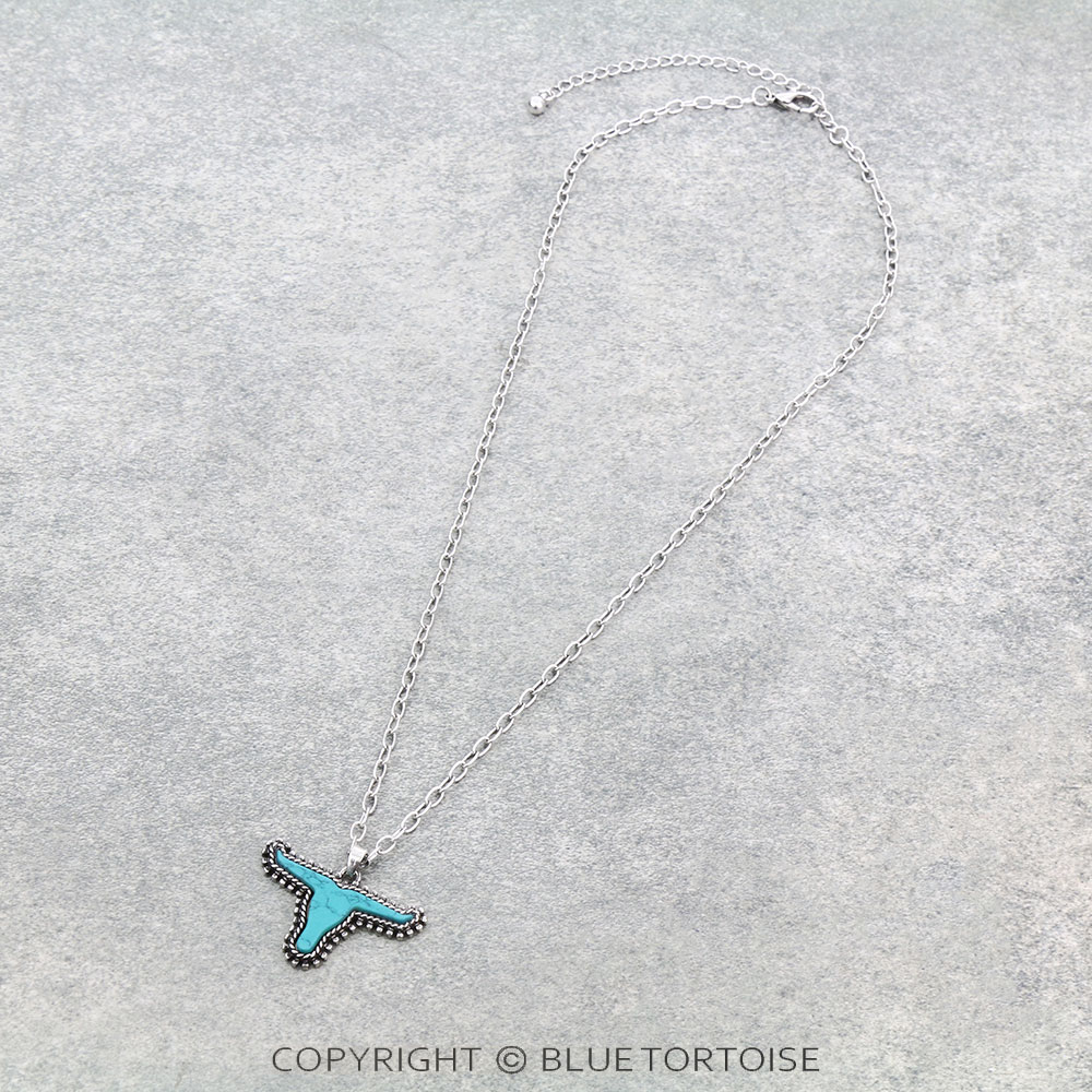 Western Steer Skull Stone Necklace