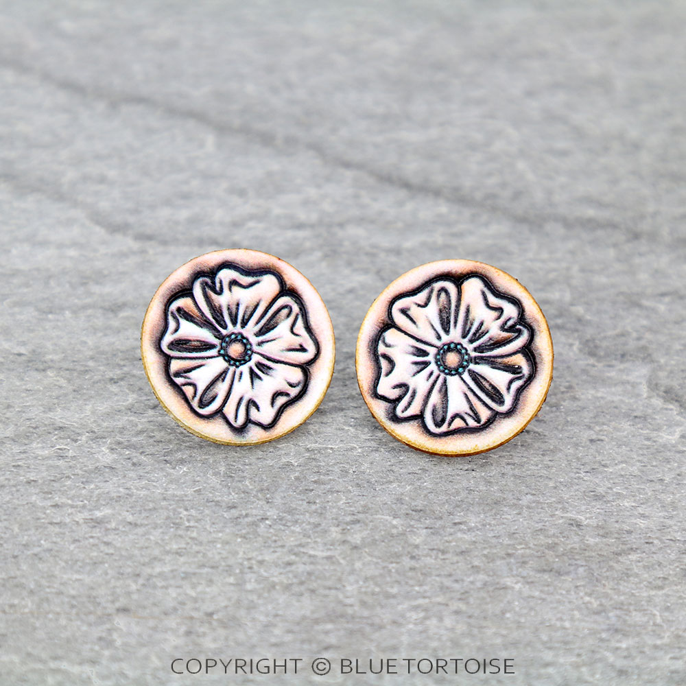 Flower Leather Stud Earrings