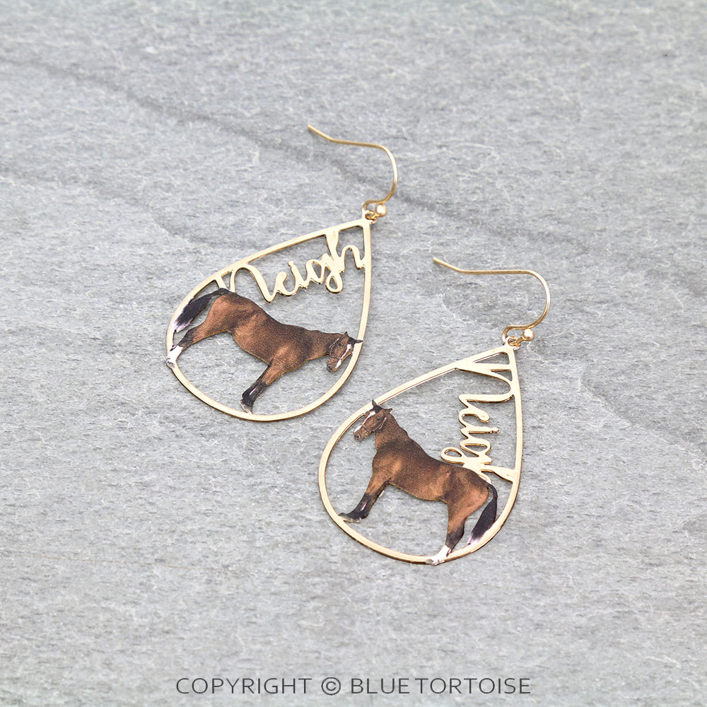 Horse Print Teardrop Dangle Earrings