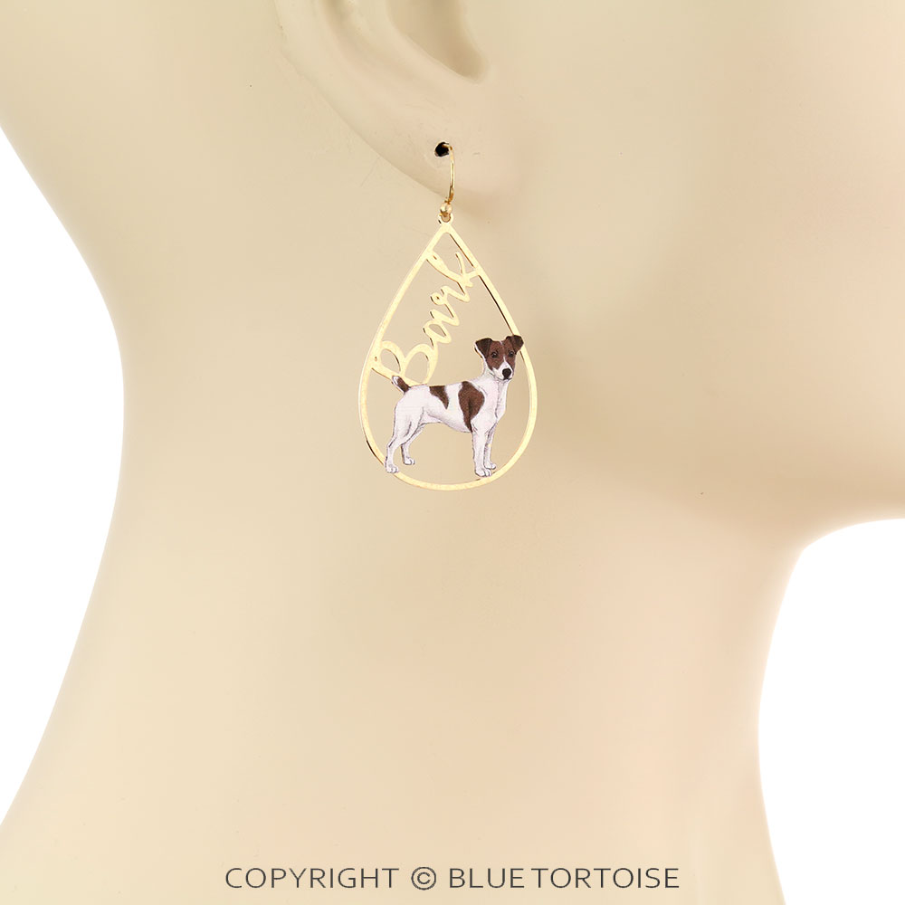 Dog Print Teardrop Dangle Earrings - Image 2
