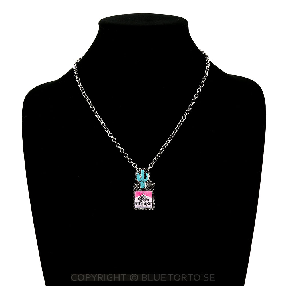 Western Cactus with Rodeo Logo Necklace - Image 2
