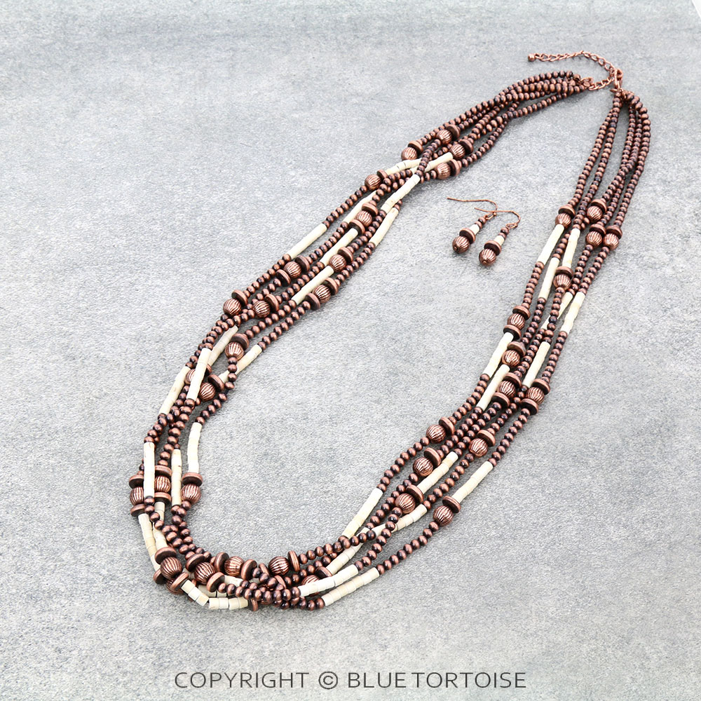 Navajo Style Pearl and Bead Multi-Strand Necklace Set