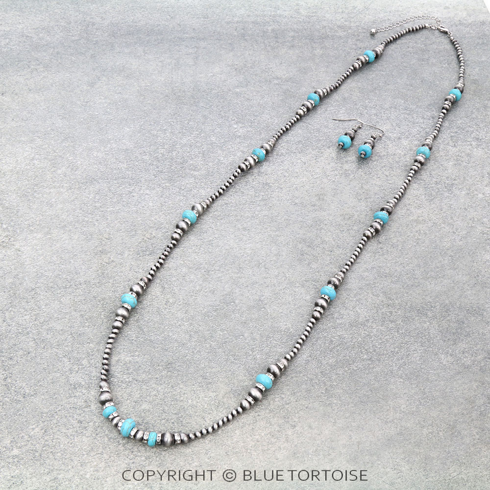 Navajo Style Pearl & Bead Necklace Set