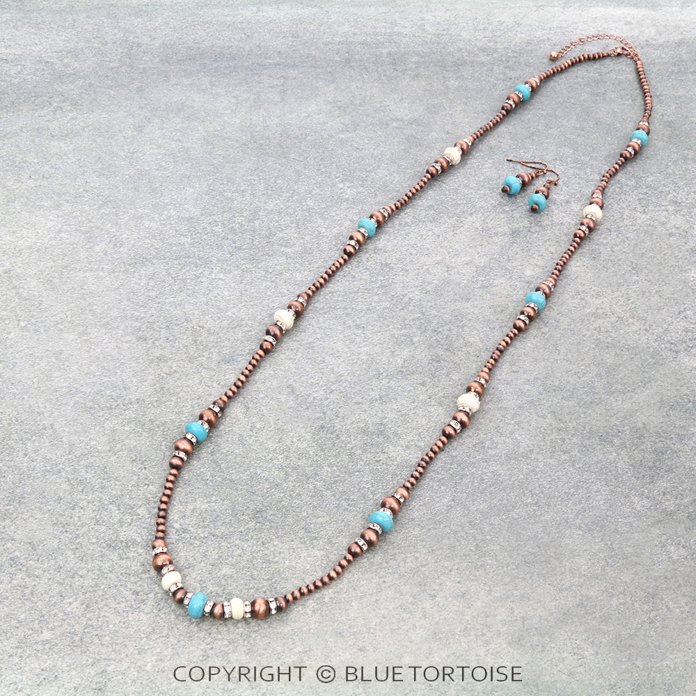 Navajo Style Pearl & Bead Necklace Set