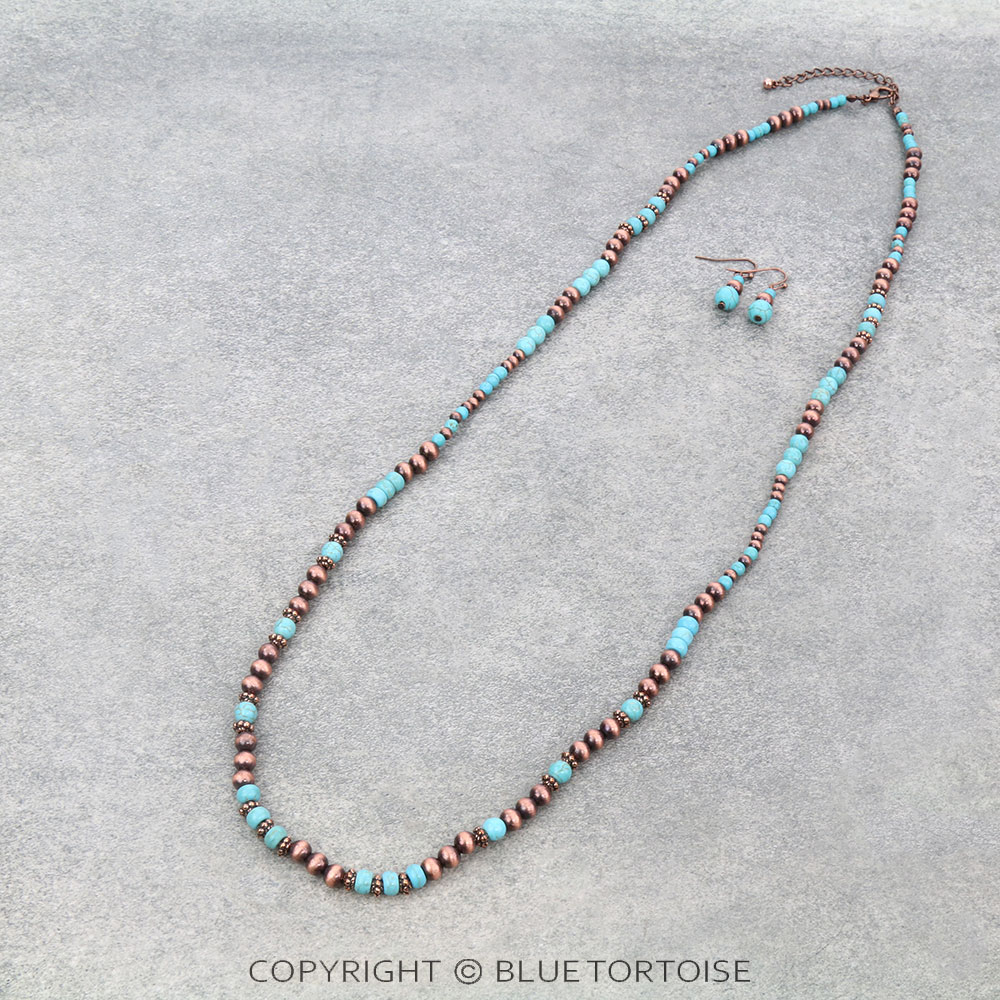 Western Navajo Style Pearl and Bead Necklace Set