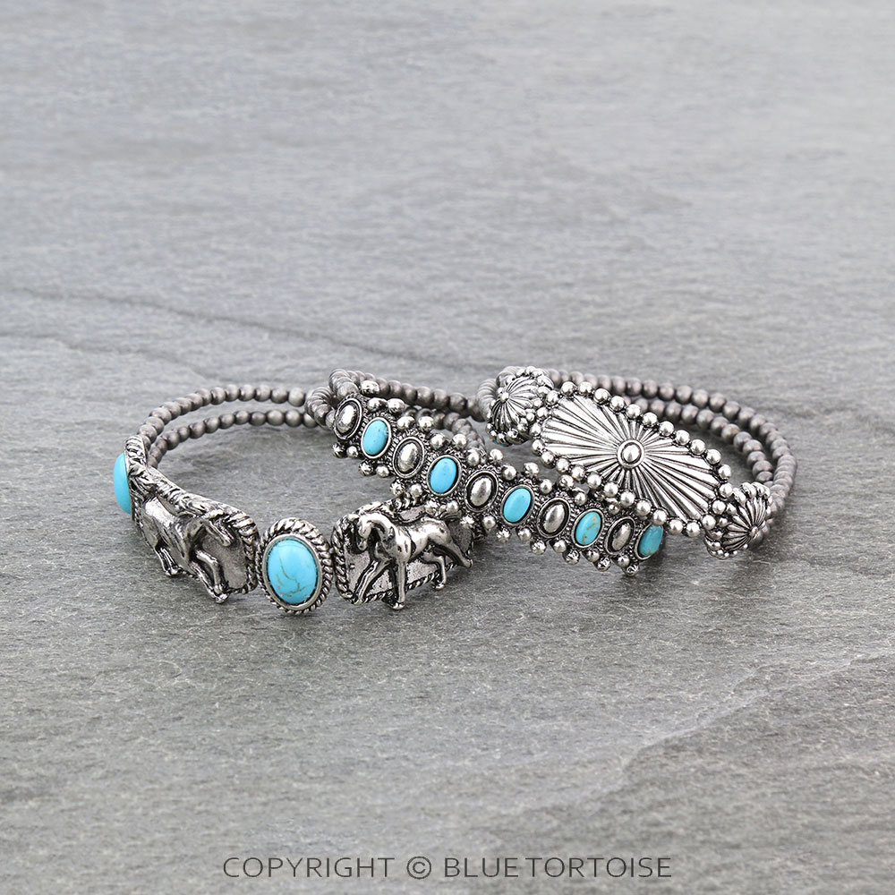 Western Horse Stone Stackable Bracelets - Image 2