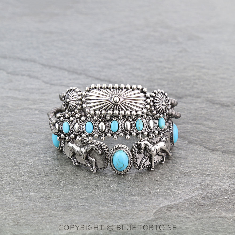 Western Horse Stone Stackable Bracelets - Image 3
