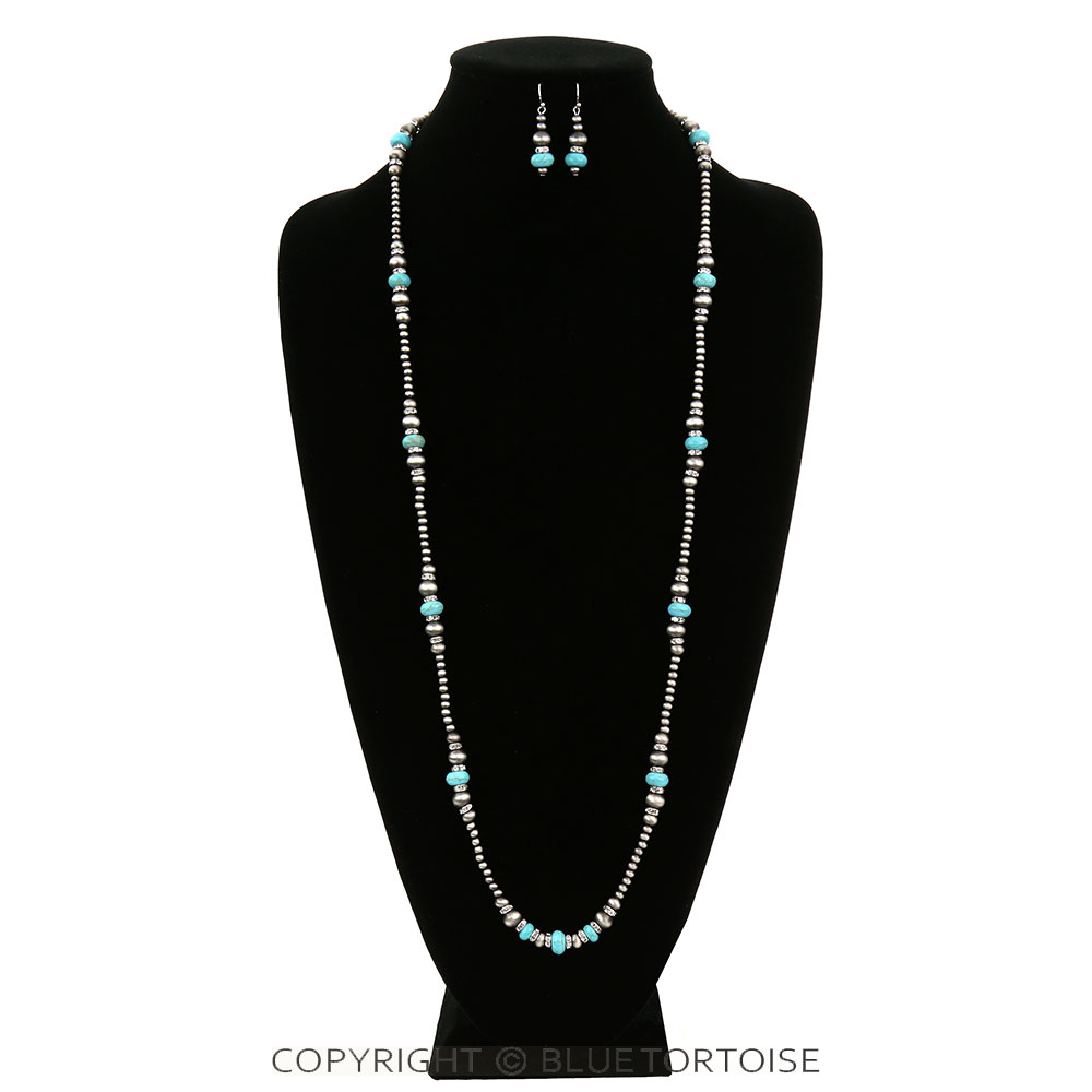Navajo Style Pearl & Bead Necklace Set - Image 2