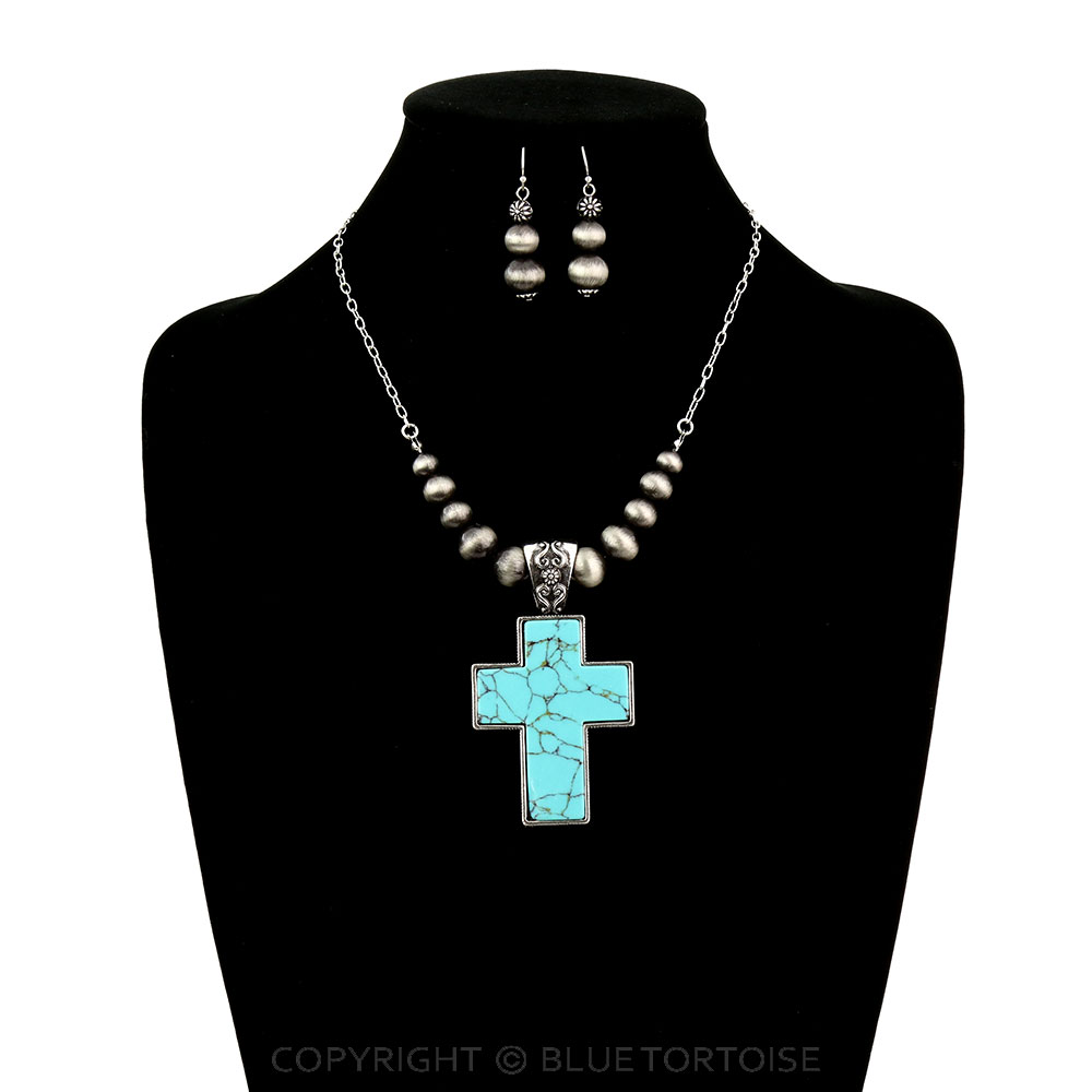Western Cross Pendant Necklace Set - Image 2