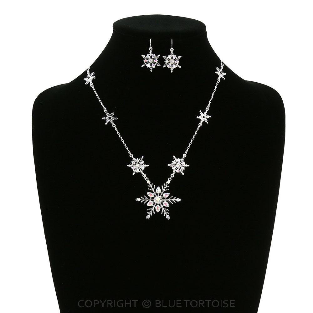 Christmas Theme Snowflake Pendant Necklace Set - Image 2